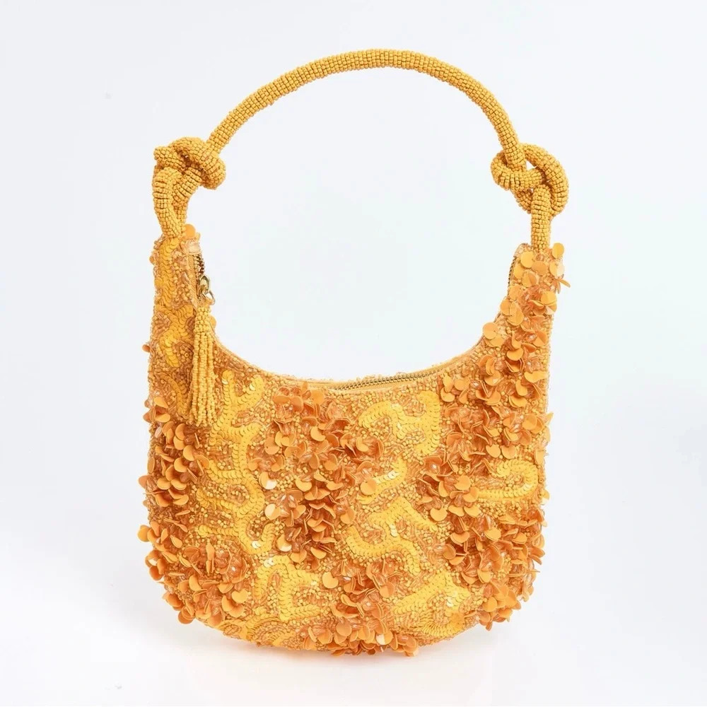 TJ Maxx Marshall’s viral orange Pearl floral Beaded bead Shoulder Bag sequins
